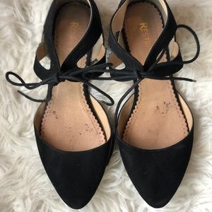 Restricted Black Pointed Flats Size 8